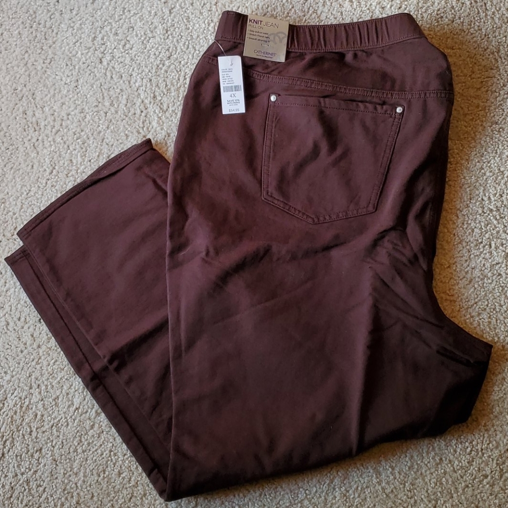 NWT brown Pull-on Knit Jean from Catherine's 4X